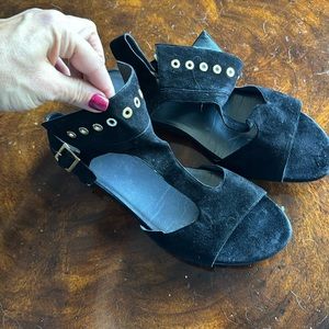 Stuart weitzman black suede sandals size 12